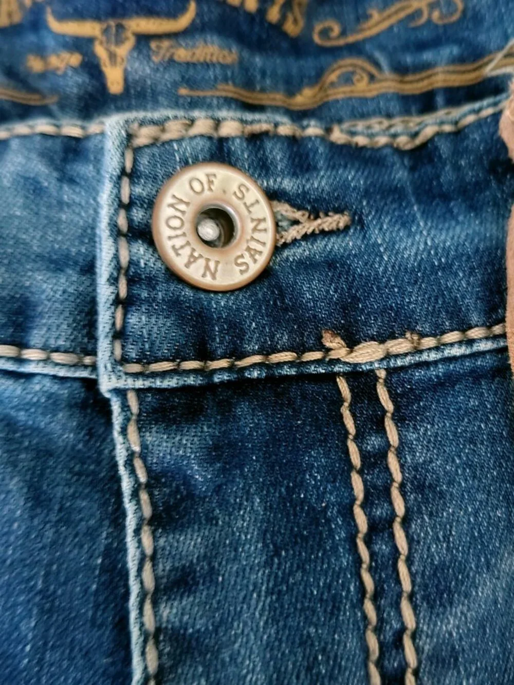 NWT Mens Nation of Saints Color Blue Size 34x32 Original Boot Cut Distressed Jea